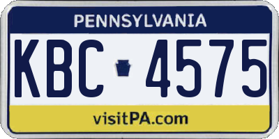 PA license plate KBC4575
