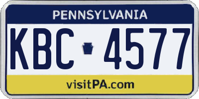 PA license plate KBC4577