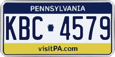 PA license plate KBC4579