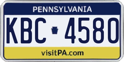 PA license plate KBC4580