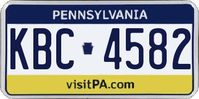 PA license plate KBC4582