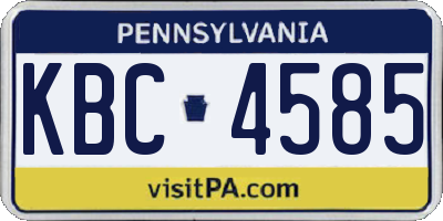PA license plate KBC4585