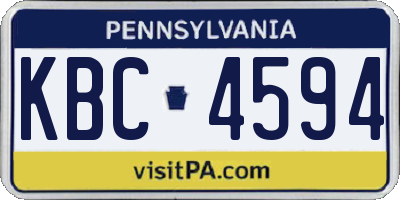 PA license plate KBC4594
