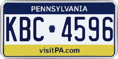 PA license plate KBC4596