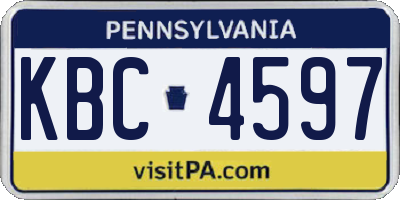 PA license plate KBC4597
