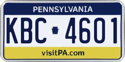 PA license plate KBC4601