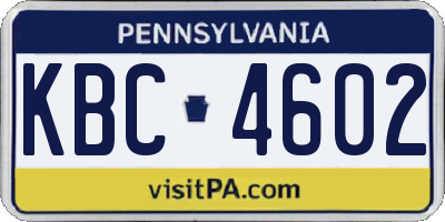 PA license plate KBC4602