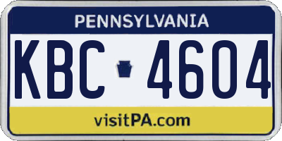 PA license plate KBC4604