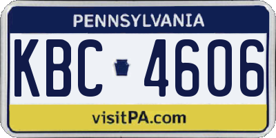 PA license plate KBC4606