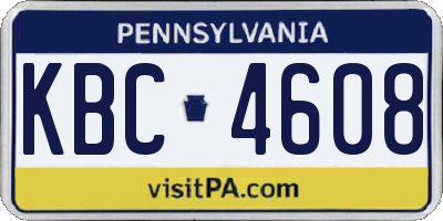 PA license plate KBC4608