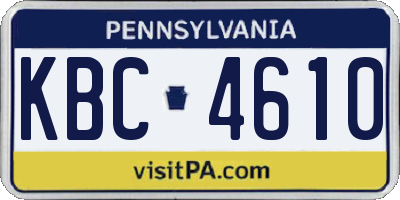 PA license plate KBC4610