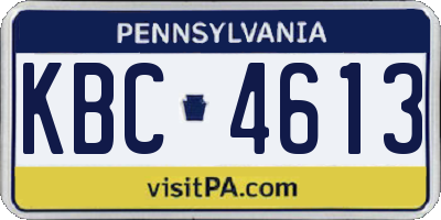 PA license plate KBC4613
