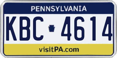 PA license plate KBC4614