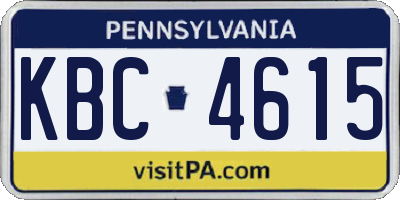 PA license plate KBC4615