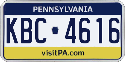 PA license plate KBC4616