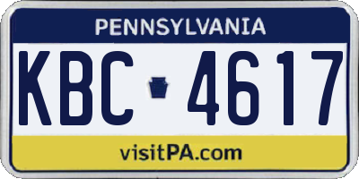 PA license plate KBC4617