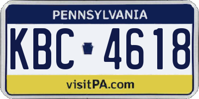 PA license plate KBC4618