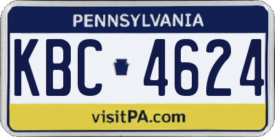 PA license plate KBC4624