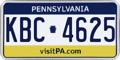 PA license plate KBC4625
