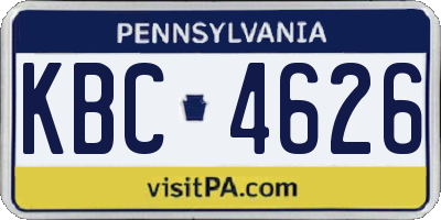 PA license plate KBC4626