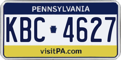 PA license plate KBC4627