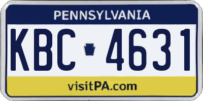 PA license plate KBC4631