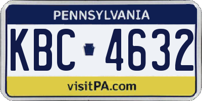PA license plate KBC4632
