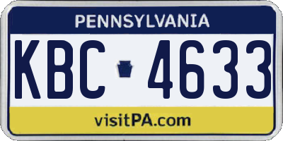 PA license plate KBC4633
