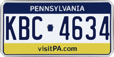 PA license plate KBC4634