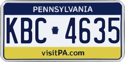 PA license plate KBC4635