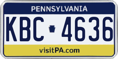 PA license plate KBC4636