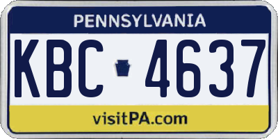 PA license plate KBC4637