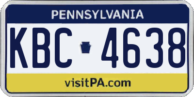 PA license plate KBC4638