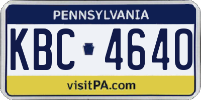 PA license plate KBC4640