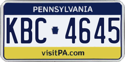 PA license plate KBC4645