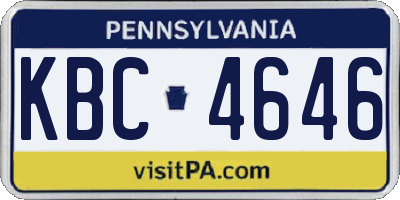 PA license plate KBC4646