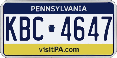 PA license plate KBC4647