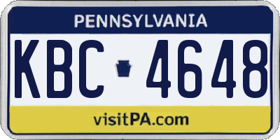 PA license plate KBC4648