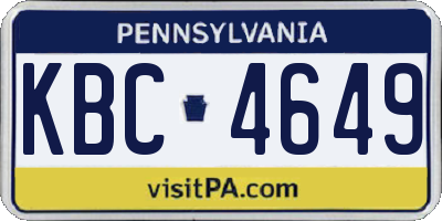 PA license plate KBC4649