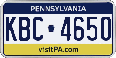 PA license plate KBC4650