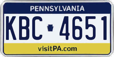 PA license plate KBC4651