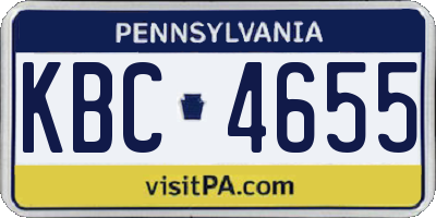 PA license plate KBC4655