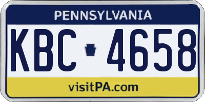 PA license plate KBC4658