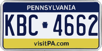 PA license plate KBC4662