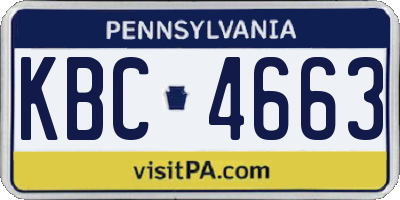 PA license plate KBC4663