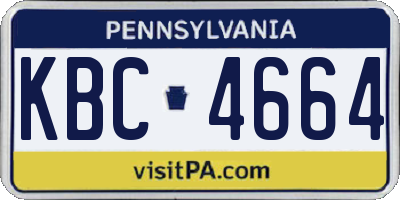 PA license plate KBC4664