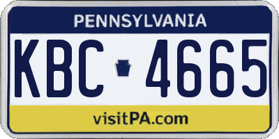 PA license plate KBC4665