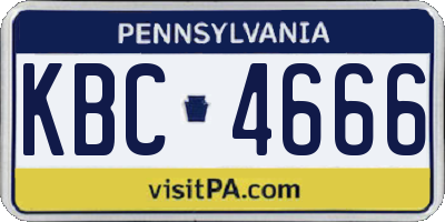 PA license plate KBC4666