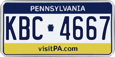 PA license plate KBC4667