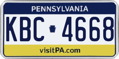 PA license plate KBC4668